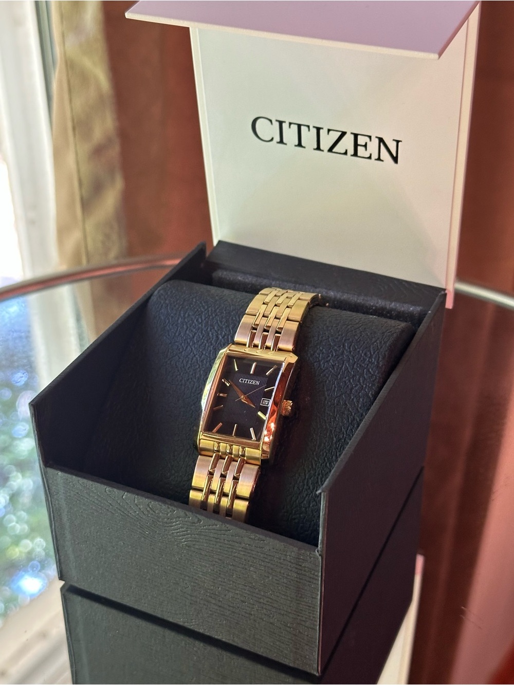 Citizen Gold Tone Dress Watch with Black Dial